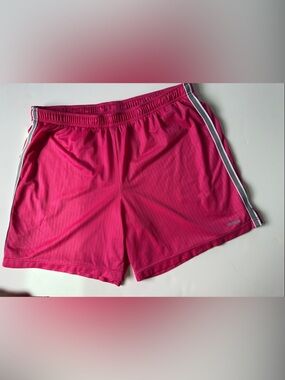 Reebok Women's Bright Pink XL Athletic Mesh Shorts with Side Stripes